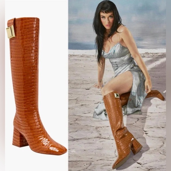 Katy Perry Collections Shoes - Katy Perry The Geminni Knee High Boots Dark Blush Croc - Size 7.5 (NIB)